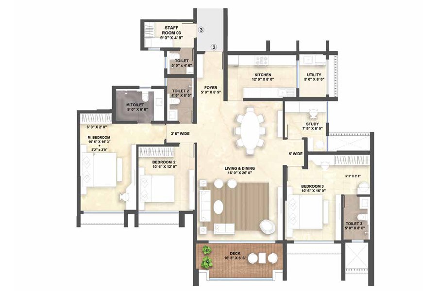 VATIKA SOVEREIGN PARK 4BHK + Domestic Help Room