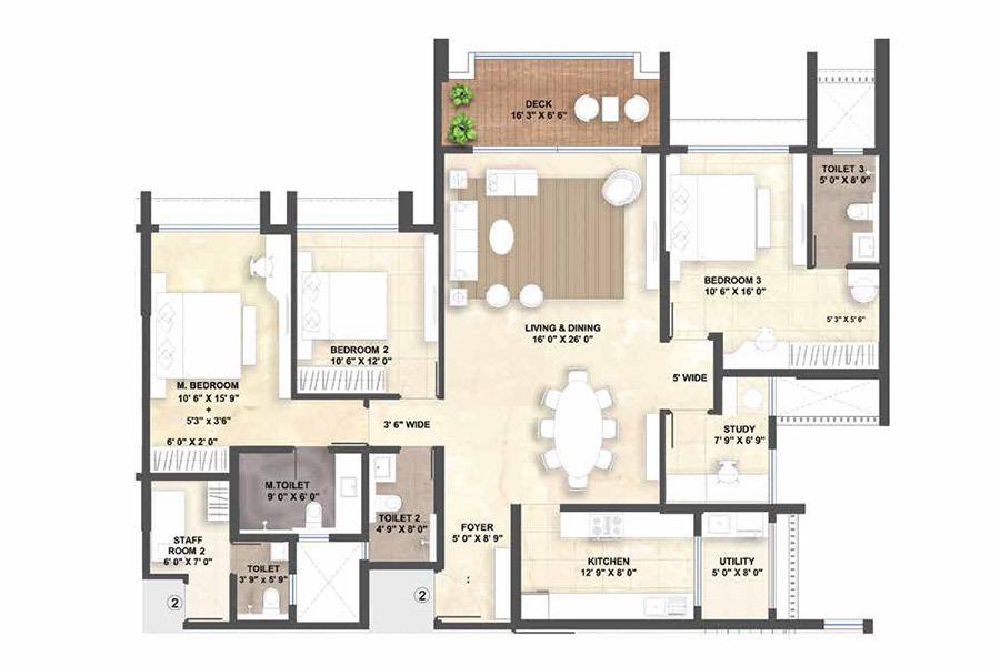 VATIKA SOVEREIGN PARK 4 BHK Floor Plan
